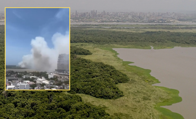 Incendio forestal en la Isla Salamanca del Magdalena, cubre de humo y ceniza al norte de Barranquilla